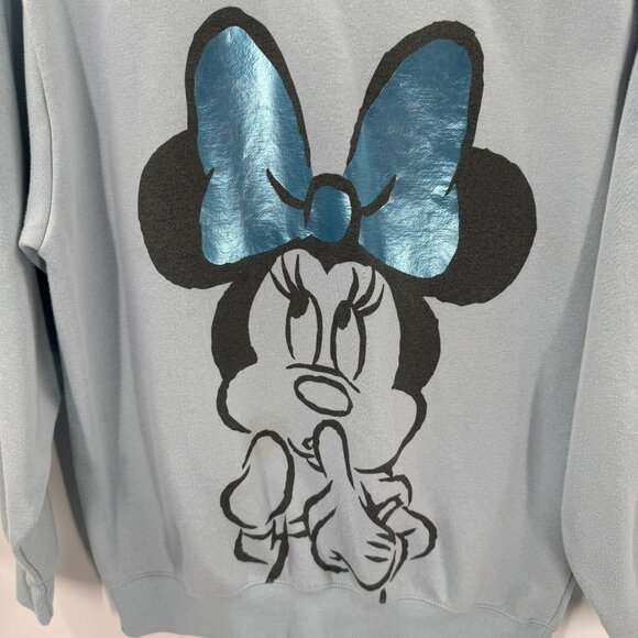 Disney Minnie Mouse Light Blue Sweatshirt Womens Size M Cotton/Poly Blend - Picture 2 of 5